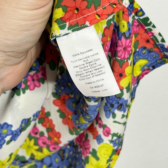Talbots Swirling Floral Ruffle Sleeve Popover Blouse - Picture 10 of 11